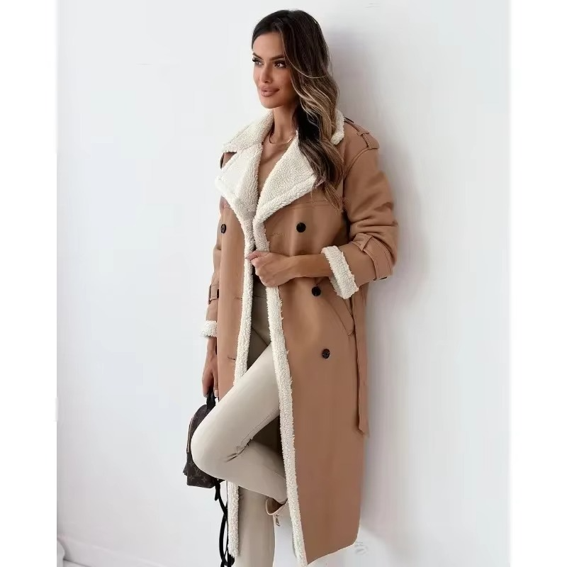 Manteau Femme En Fourrure Synthétique Hiver Doux Et Chaud Avec Col Revers Et Manches Longues