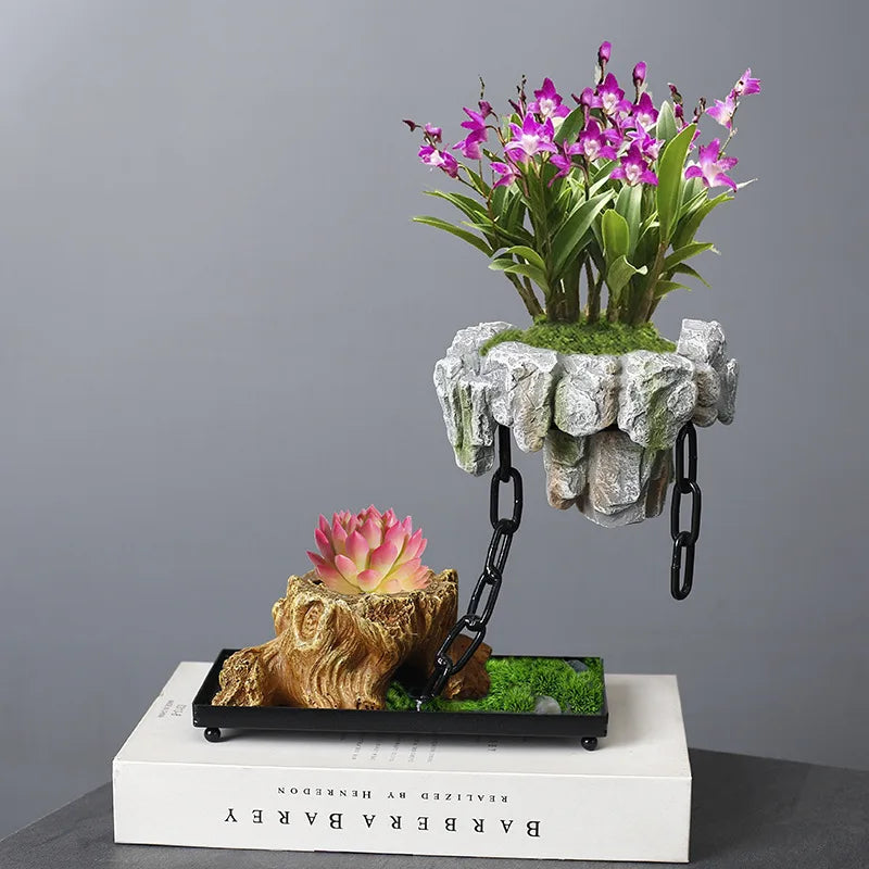 Myra Levitating Bonsai Pot En Pierre Artisanat Tranquillité Naturelle Et Équilibre Des Pierres