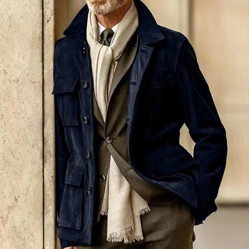 Manteau Trench Mi-Long Retro Pour Homme Décontracté Avec Revers Idéal Printemps Automne Et Superposition Quotidienne