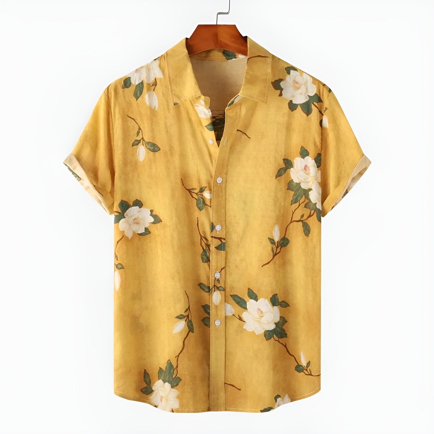 Acosta Chemise Florale Décontractée à Manches Courtes Respirante, Polyvalente Pour L'Été Avec Col Classique