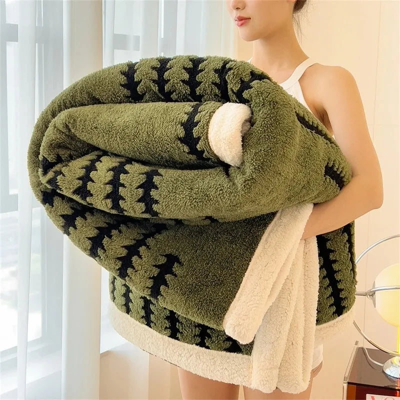 Couverture En Flanelle Contemporaine Avec Peluche Sherpa Douce Pour Un Confort Luxueux