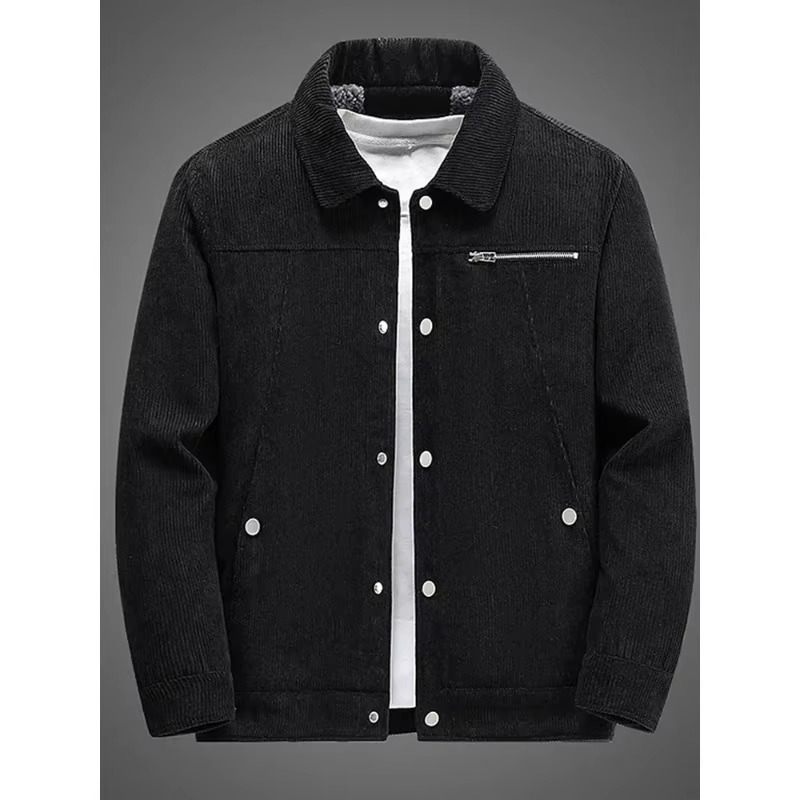 Manteau Homme Velours Côtelé Coton Doublé Polaire Pour Automne Et Hiver Style Classique Amawinc