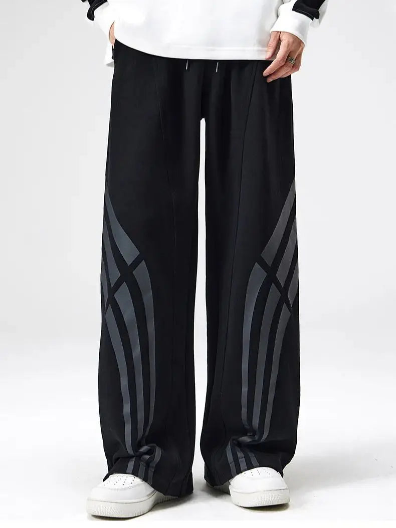 Pantalon De Survêtement Coupe Droite Warp Avec Design À Rayures Étendues Et Coloris Pierre Ou Noir Vintage