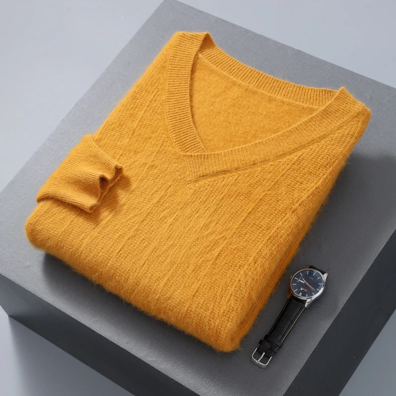 Nordisk Flair Pull Homme Col V En Mélange De Laine Coupe Décontractée Maille Douce Ourlet Côtelé Confortable