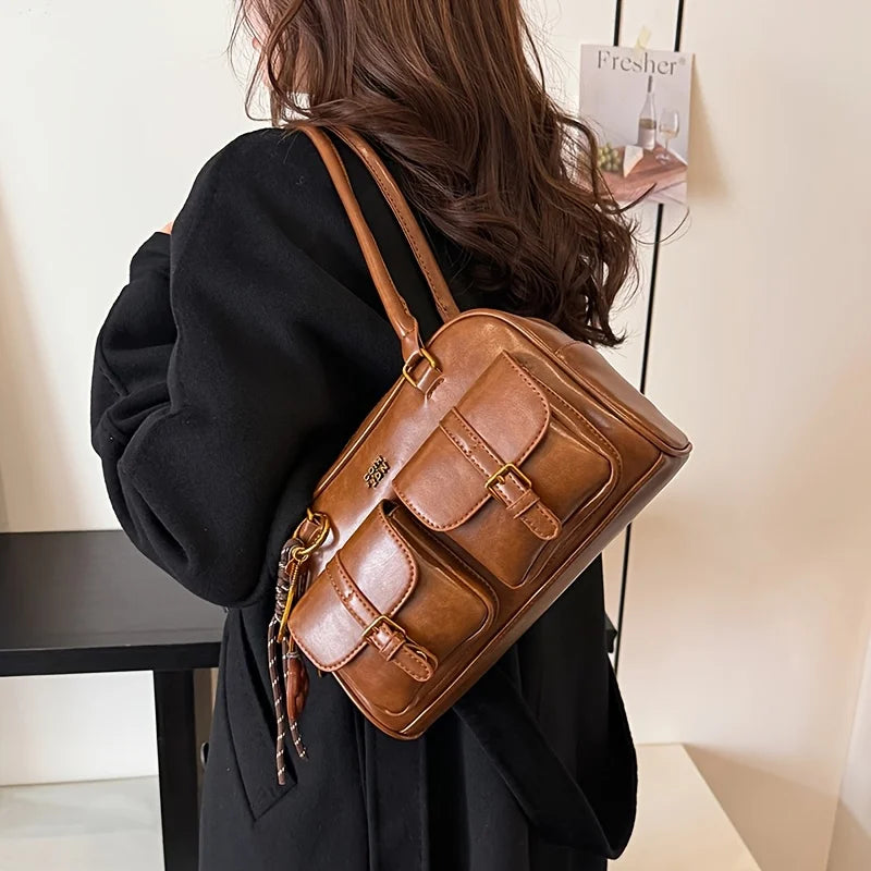 Sac D Epaule Katherine Amawinc En Cuir Végan PU Design Structuré Et Double Anses Pour Usage Quotidien