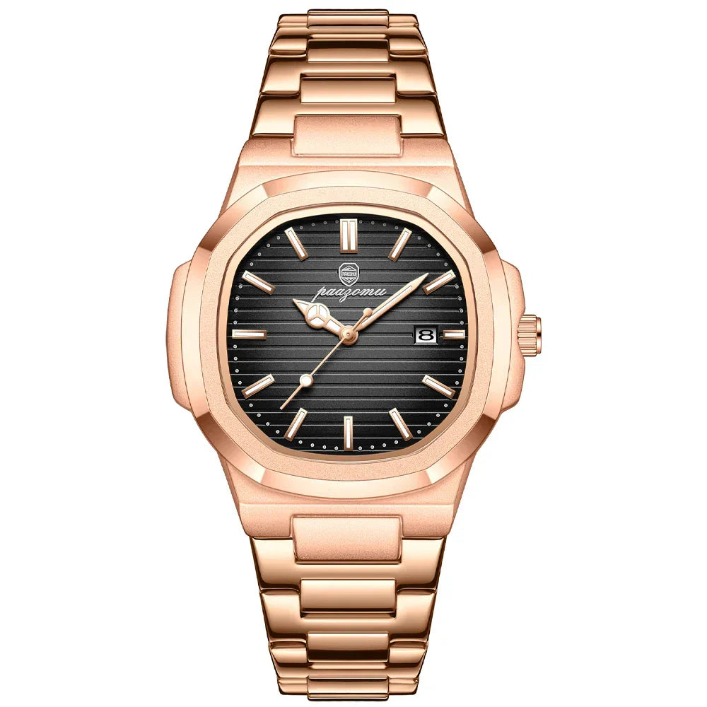 Montre Homme Amawinc Foundation Acier Inoxydable Mouvement Quartz Étanche Aiguilles Lumineuses Date