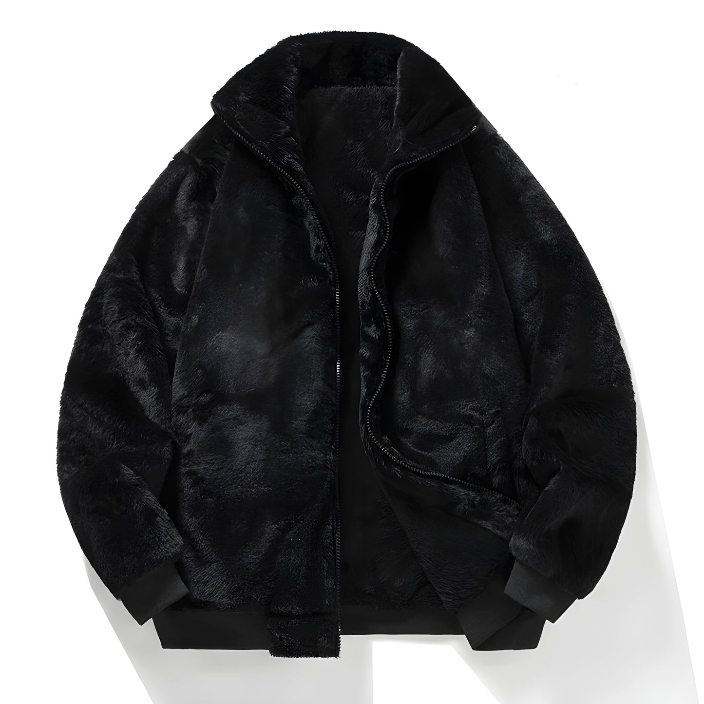 Manteau Bomber Fourrure Synthétique Rétro Coupe Croppée Oversize Poches Multiples Et Ourlets Côtelés