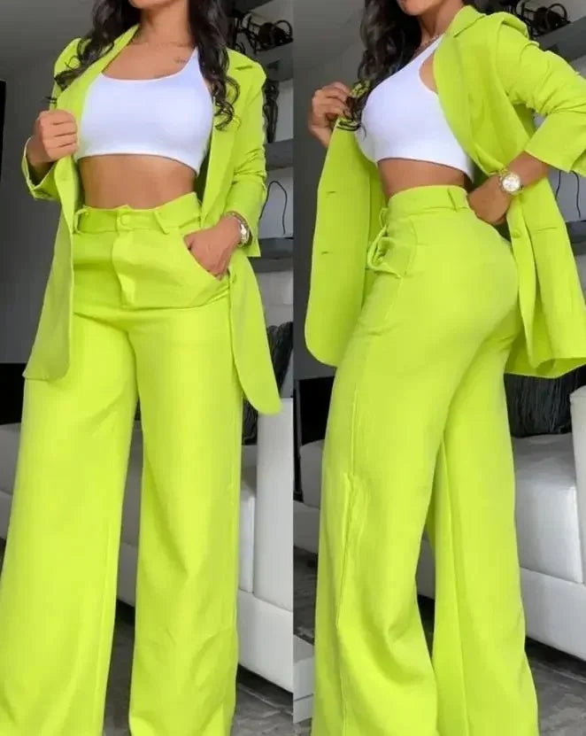 Avelena Damen-Zweiteiler: Elegantes, legeres Kostüm mit Blazer und Hose