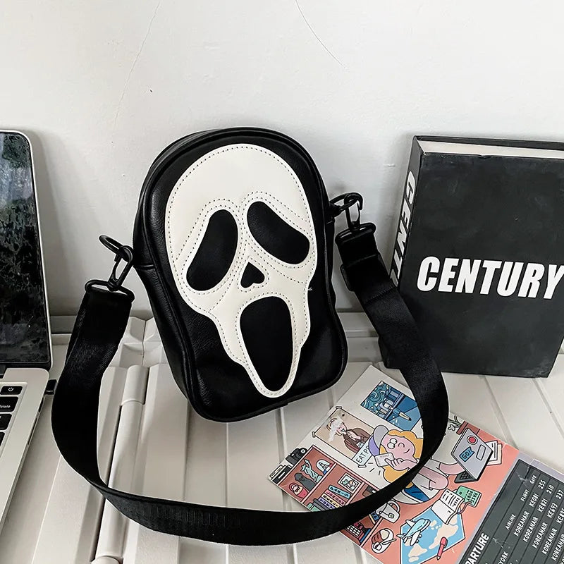 Amawinc Sac Bandoulière Scream En Cuir Lisse Avec Courroie Réglable Et Fermeture Éclair Sécurisée