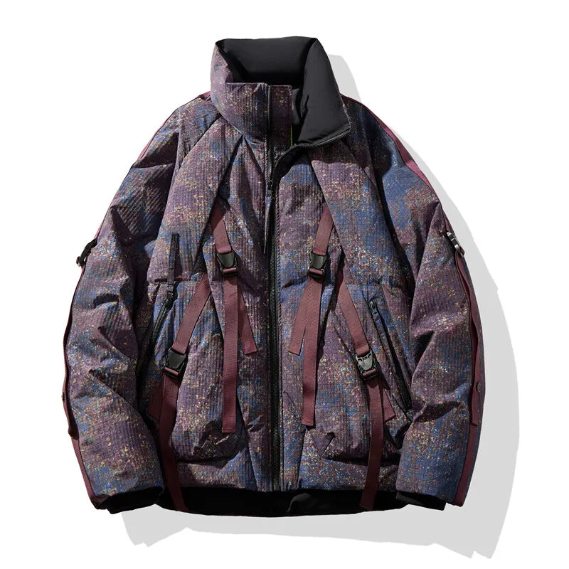 Veste Puffer Exo Therm Camouflage Urbain Pixel Imperméable Duvet Col Haut Coupe Ample Techwear