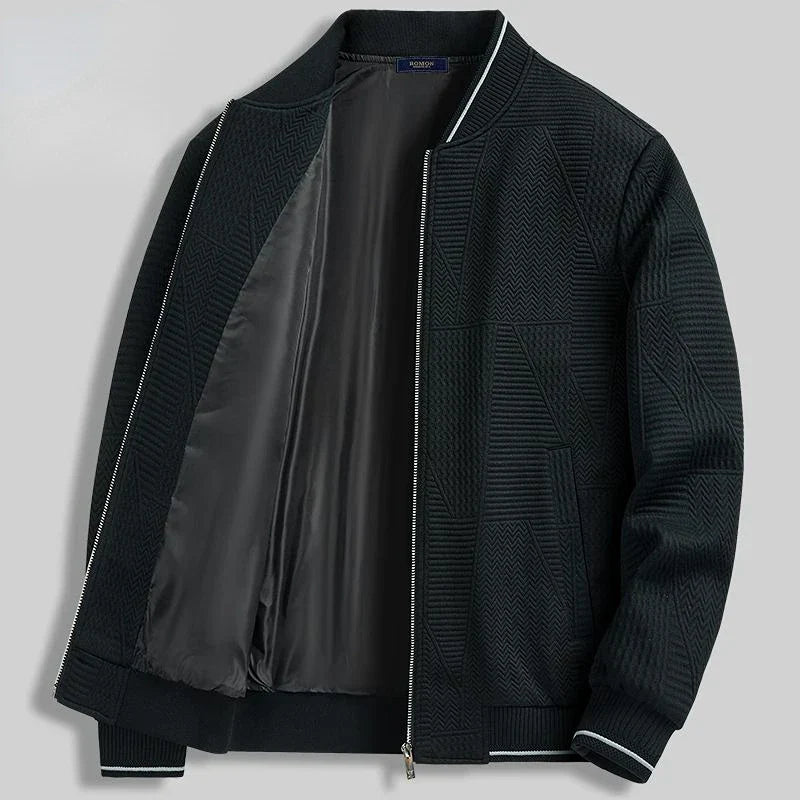 Veste Tricot Moderne Motif Géométrique En Mélange Coton Polyester Col À Clous Manches Décontractées Confortable