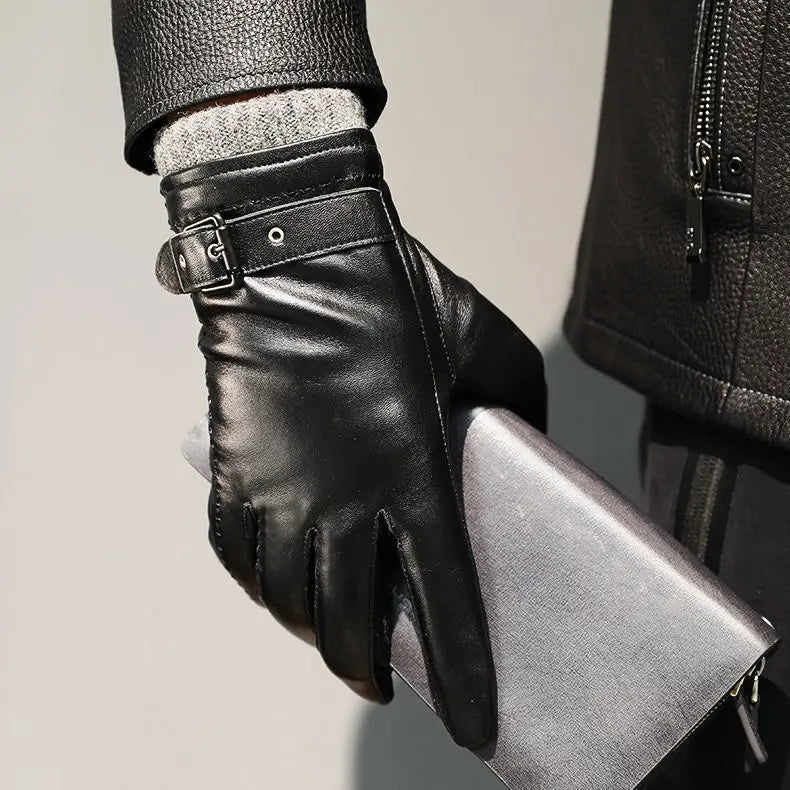 Gants En Cuir Ajustés Henry Avec Boucle Pour Poignet Long Femme Raffinés Hiver Mode Élégant