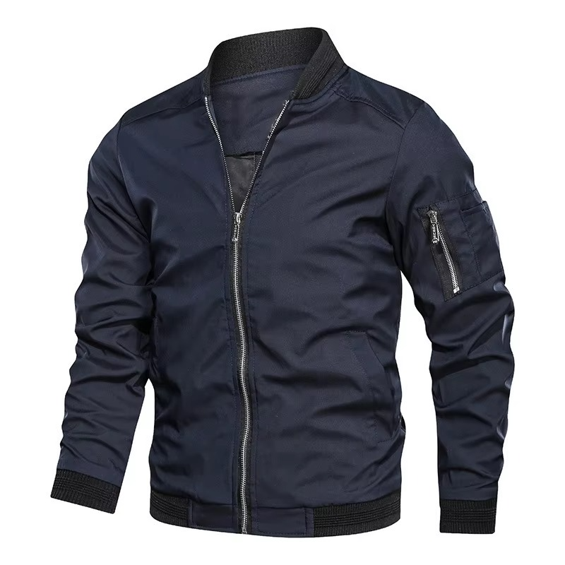 Veste Bomber Homme Légère Imperméable Zip Poches Frontales Polyvalente Amawinc Bourgogne Décontractée
