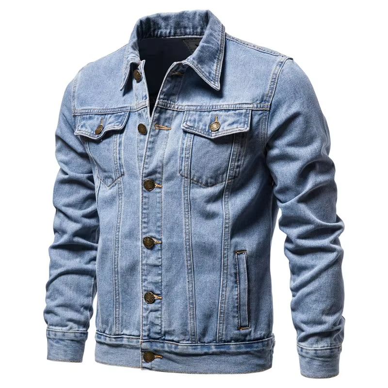 Veste Denim Vintage pour Homme Slim Fit Amawinc Style Moto Décontracté pour Automne