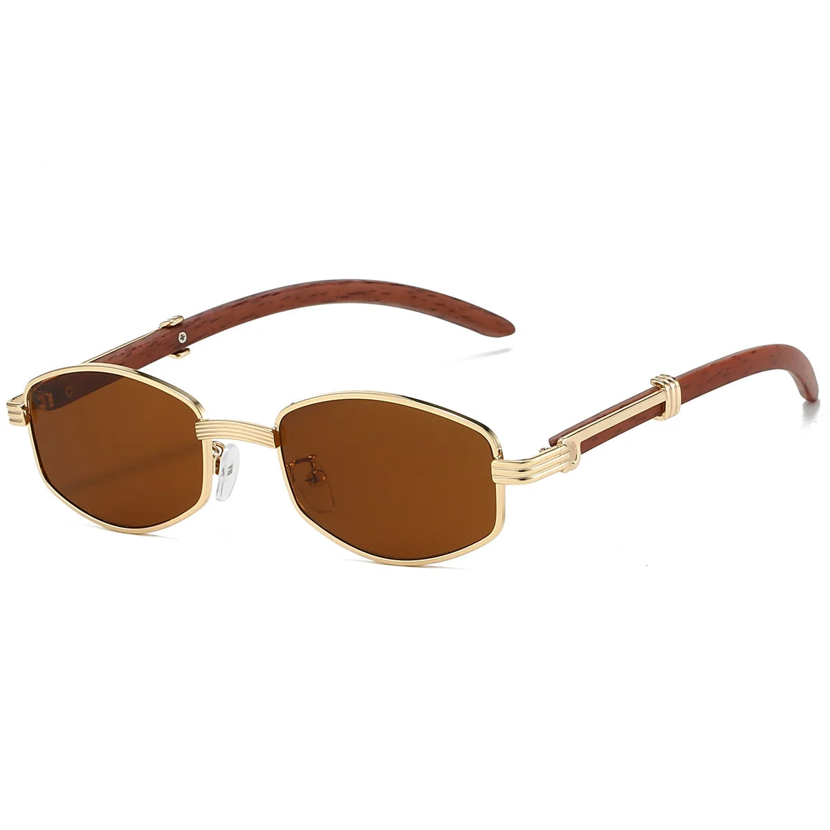 Lunettes De Soleil Hexagonales Vintage Bleu Ciel Avec Monture Dorée Rétro Streetwear UV400 Dégradé Antireflet