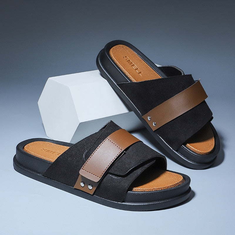Matt Leder Herren Sandalen
