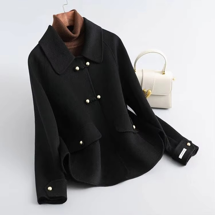 Manteau Court en Laine Double Face pour Femme Style Coréen Haut de Gamme Coupe Slim