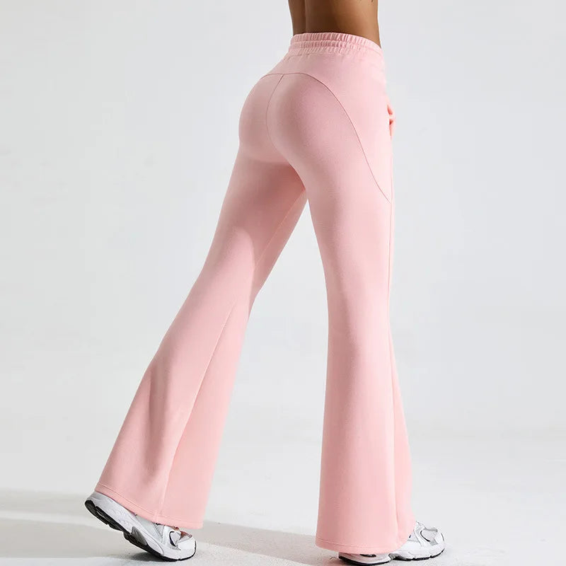 Lyvra Pantalon de Yoga Évasé à Taille Haute Confortable Respirant Séchage Rapide Jambe Évasée