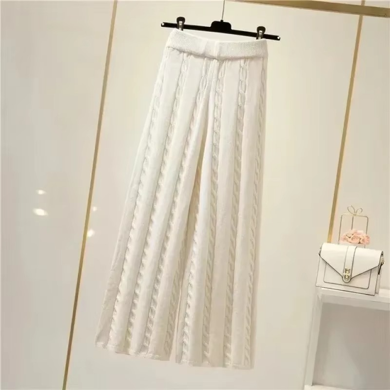 Ensemble Trois Pièces Pull Col Haut En Maille Douce Et Pantalon Large Pour Femme Amawinc Chic