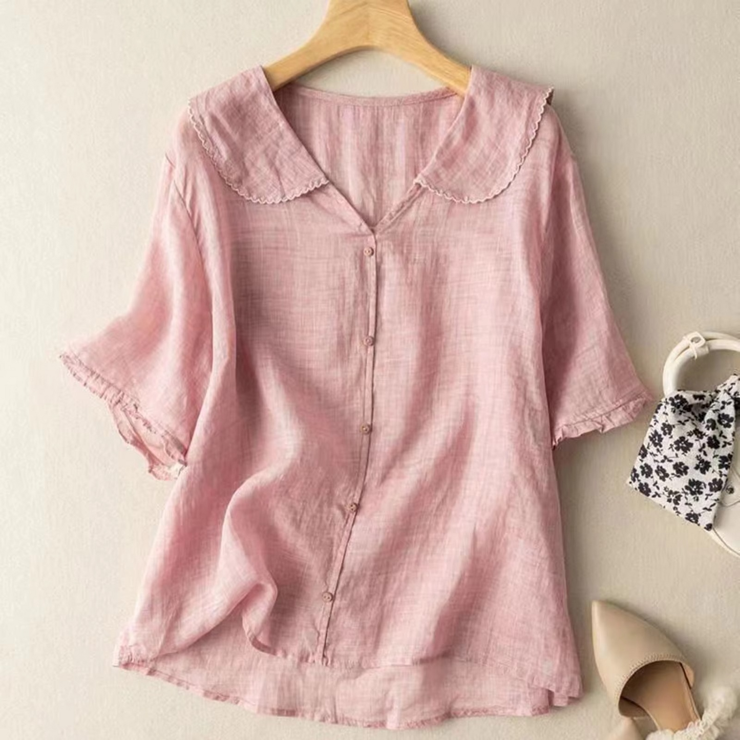 Chemise Boutonnée Femme En Coton Et Lin À Manches Longues Confortable Et Polyvalente