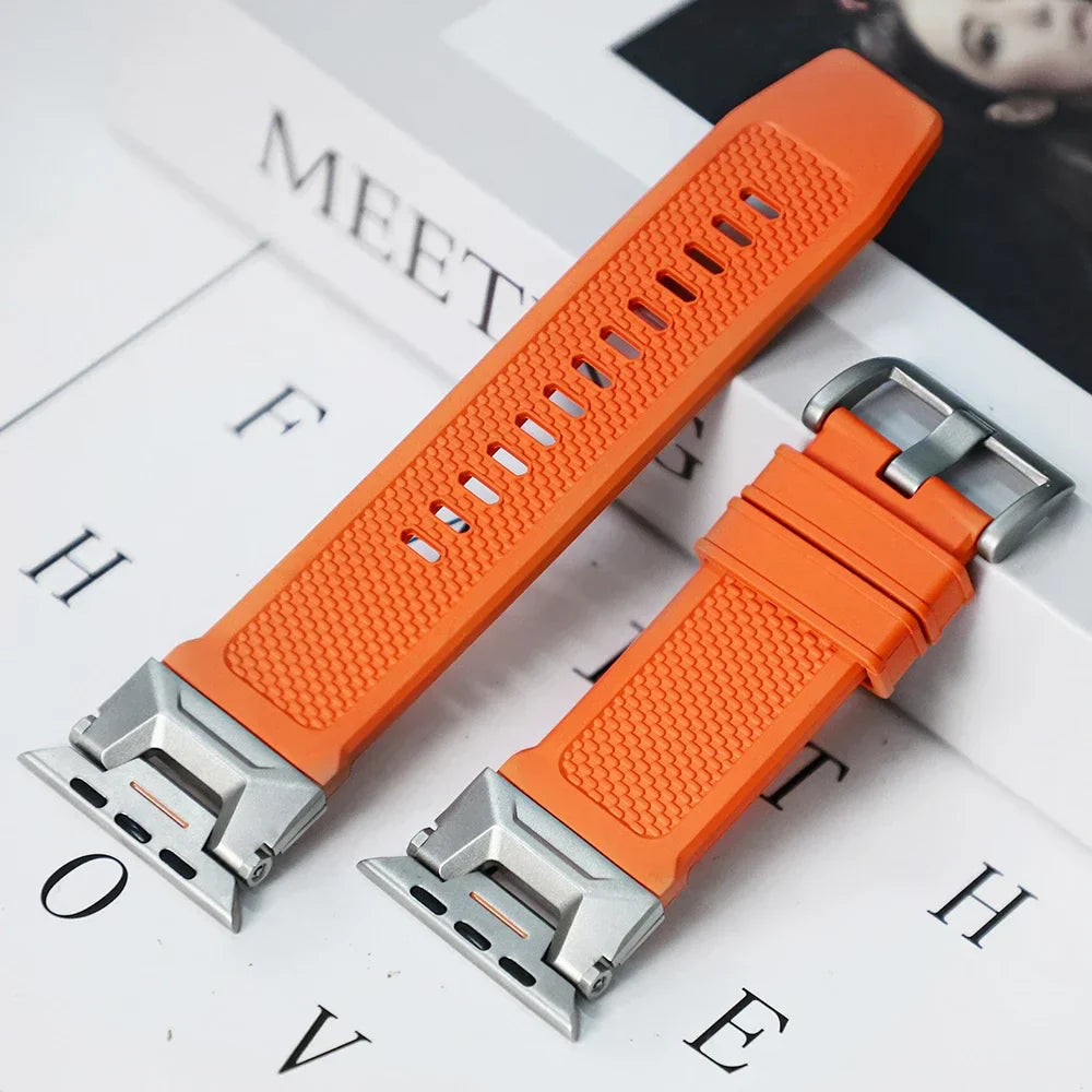 Bracelet Apple Watch Renegade Sangle Silicone Flex Dynamique Boucle Argentée Compatible Avec Tous Modèles Apple Watch