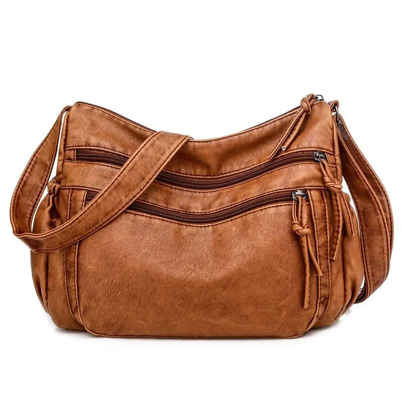 Sac Bandoulière Vegan PU Cuir Végétalien Pratique Pour Quotidien Avec Plusieurs Compartiments Zippés