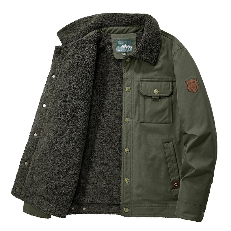 Veste Ranger À Col Avec Doublure Sherpa Chaude Shell Robuste Silhouette Structurée Et Poches À Fermeture À Pression