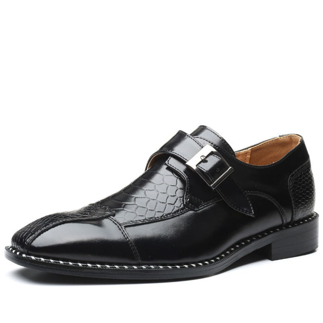 Salvatore Luxe Chaussures Habillées À Boucle En Cuir Plein Grain Pour Homme Waylynn