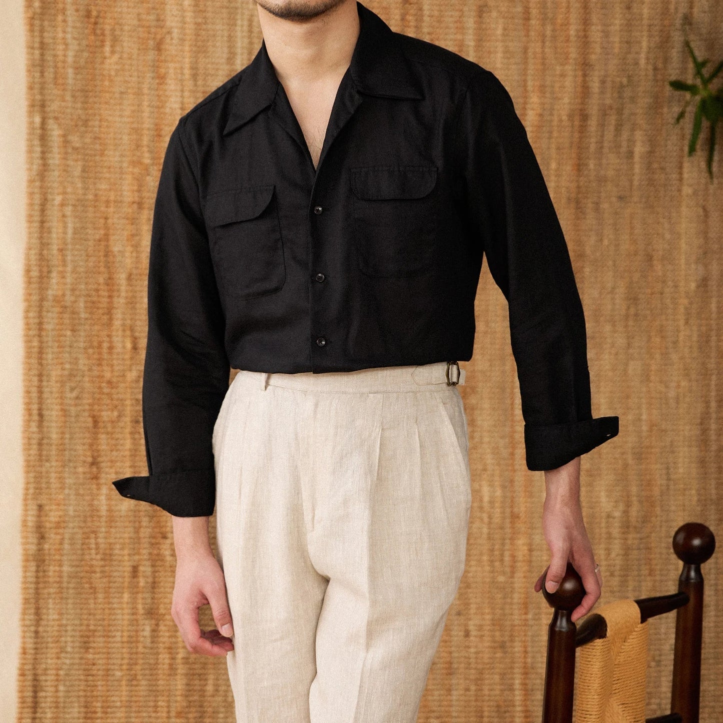Chemise En Lin Pour Homme À Coupe Décontractée Manches Longues Boutons Respirante Pour Temps Chaud