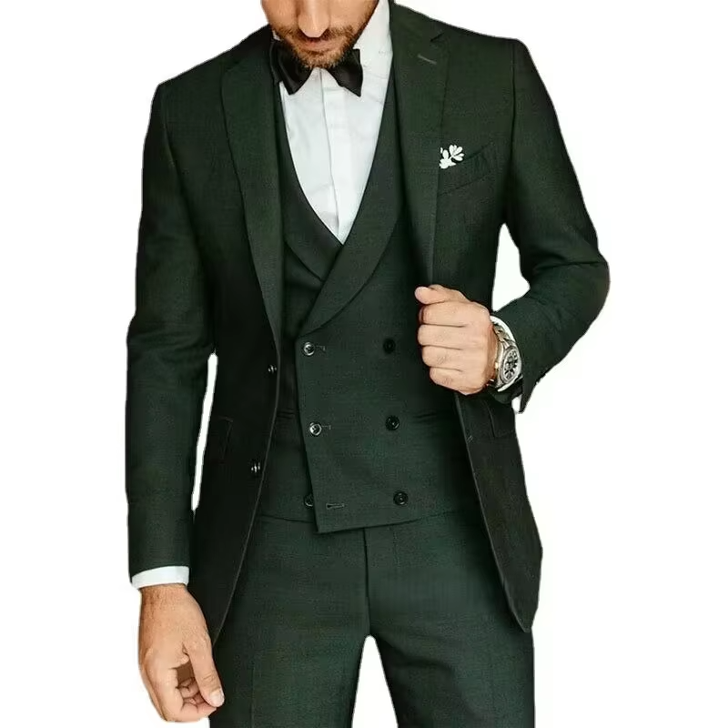 Costume Trois Pièces Slim Fit Homme Couleur Unie Avec Gilet Et Pantalon Queue De Pie Pour Mariages Et Affaires Amawinc
