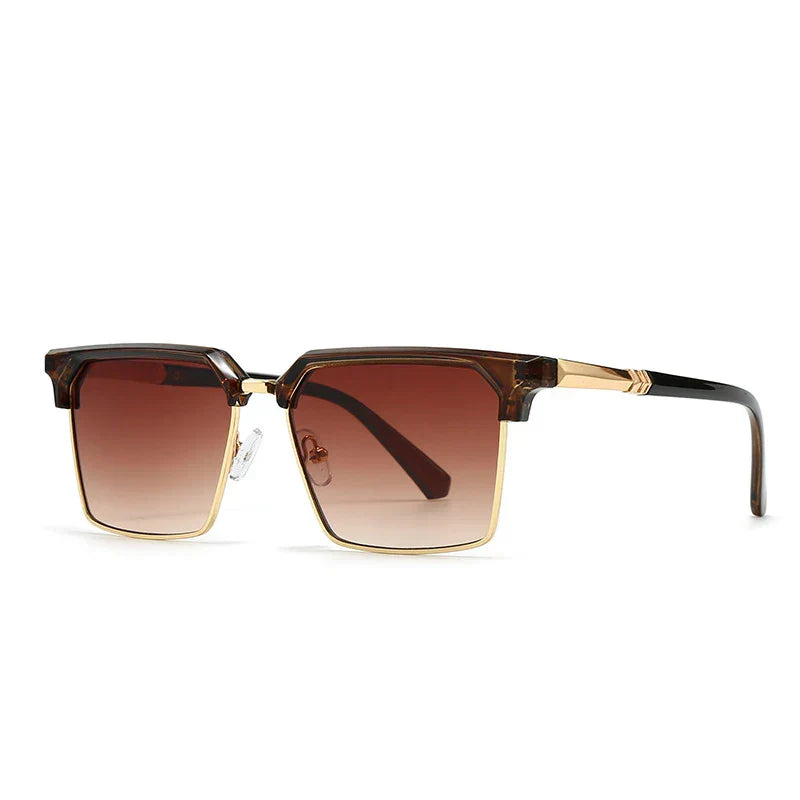 Amawinc Verve Lunettes De Soleil Rétro Dégradé Avec Accents Dorés Protection UV400 Unisexe Monture Carrée
