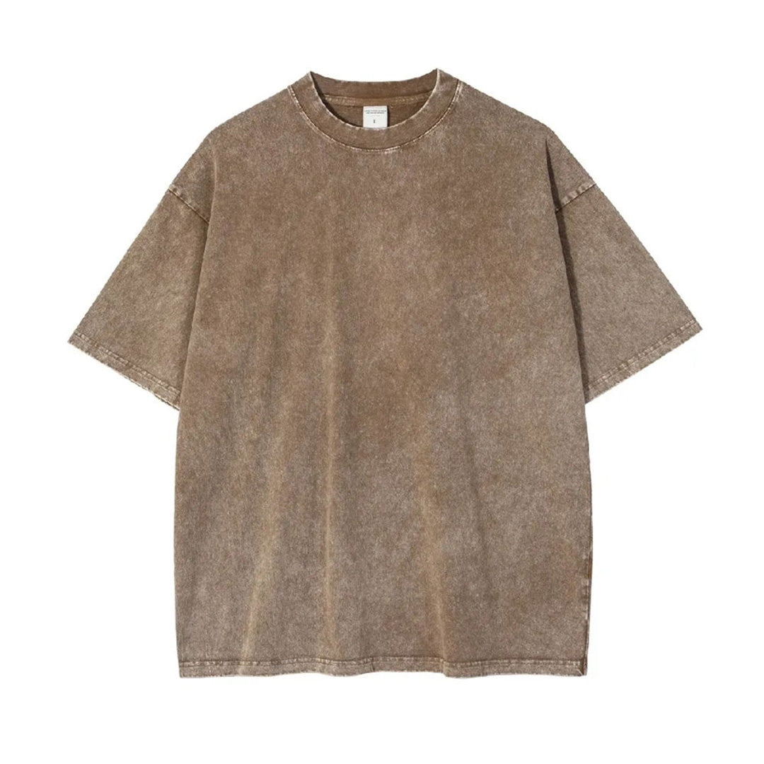 T Shirt Oversize Distressé Délavé En Coton Vintage Multicolore Manches Courtes Coupe Décontractée