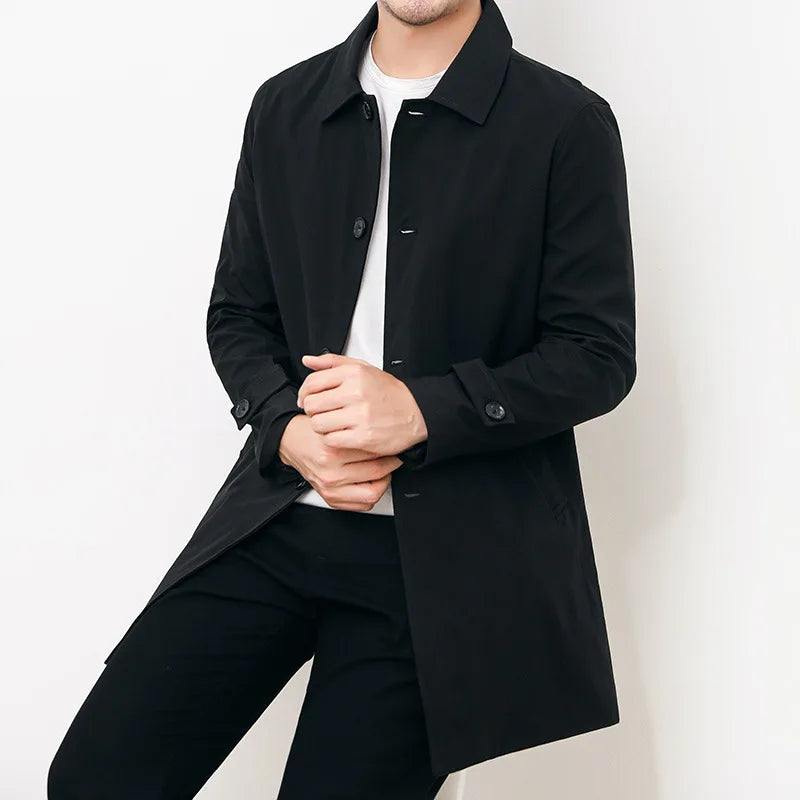 Veste Coupe-Vent Déperlante Nordic Flair Homme Mi-Longue À Fermeture Bouton Décontractée