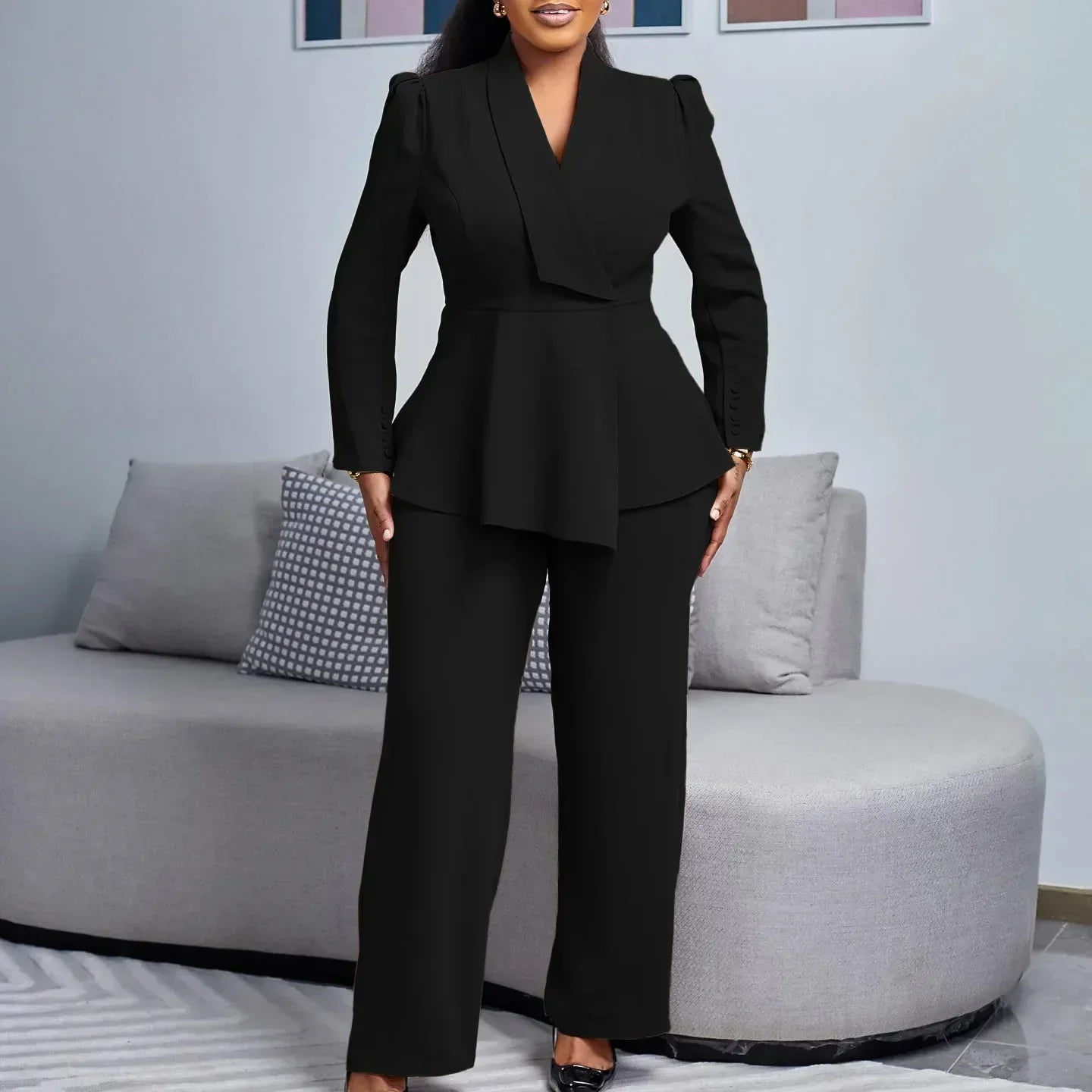 Kylie Ensemble Tailleur Chic Pour Femme Blazer Long Tailoré Peplum Avec Élégant Pour Réunions Professionnelles