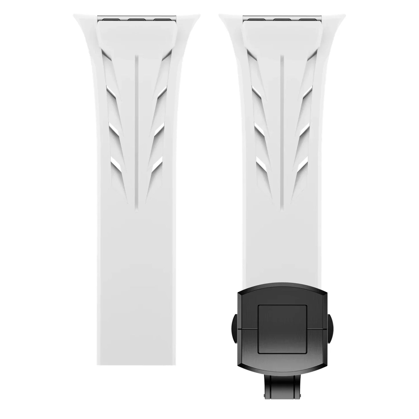 Bracelet Apple Watch En Caoutchouc Flexible 4 Voies Rainurée Léger Taillé Sur Mesure Compatible Avec Tous Modèles