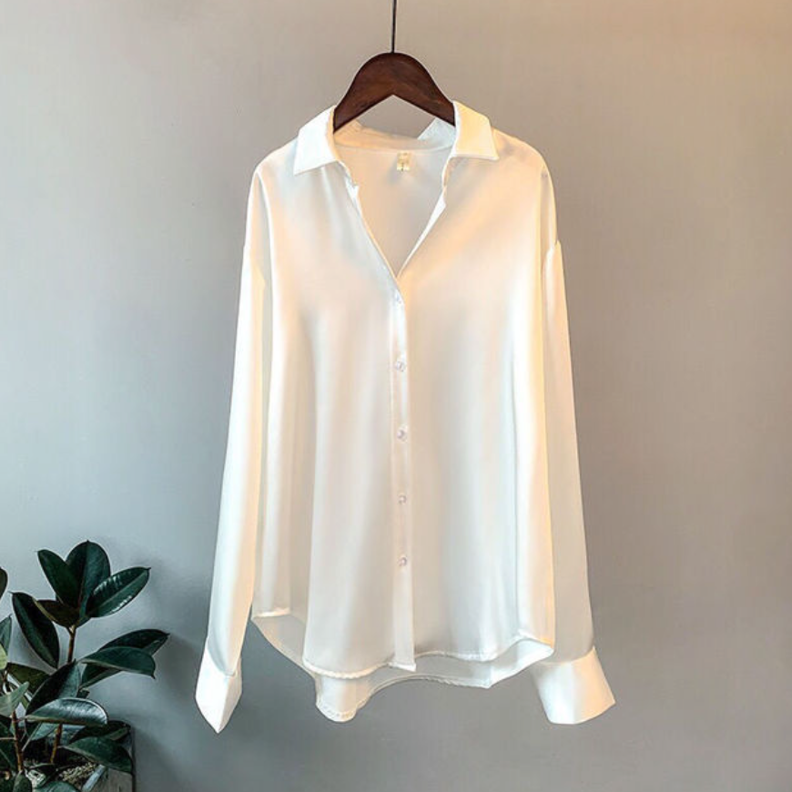Blouse Satinée Décontractée À Boutons Frontaux Pour Femme Taylor Amawinc Coupe Ample Pour Bureau Et Jour
