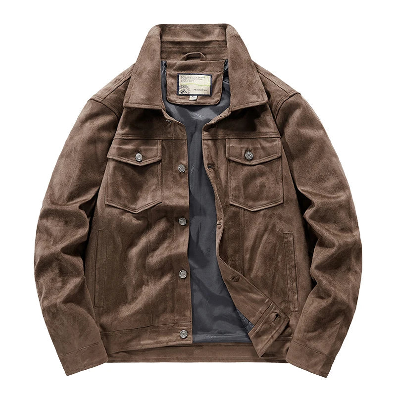 Veste en Daim Outlander Amawinc pour Homme Style Robuste Premium Col Rabattu Poches poitrine