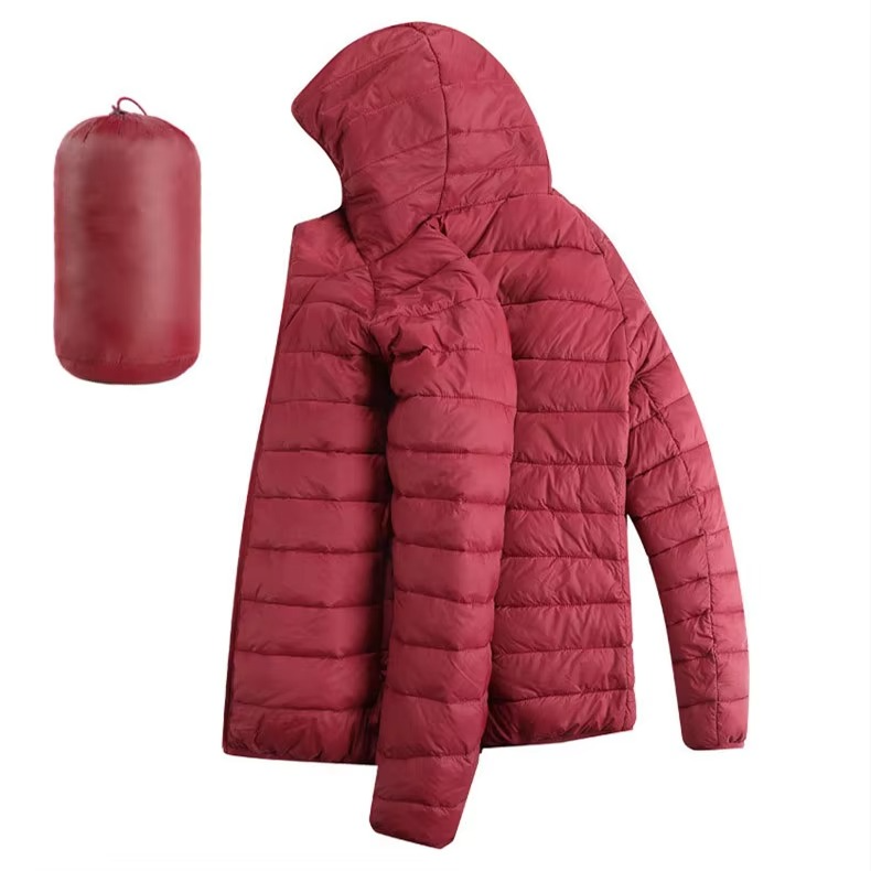 Veste Homme Légère à Capuche en Coton et Duvet avec Poches Zippées Parka Décontractée