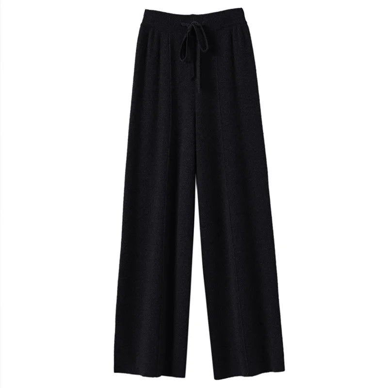 Pantalon De Survêtement Eva Confort Ultime En Mélange De Laine Tricotée Coupe Large Lavage À La Main Douceur