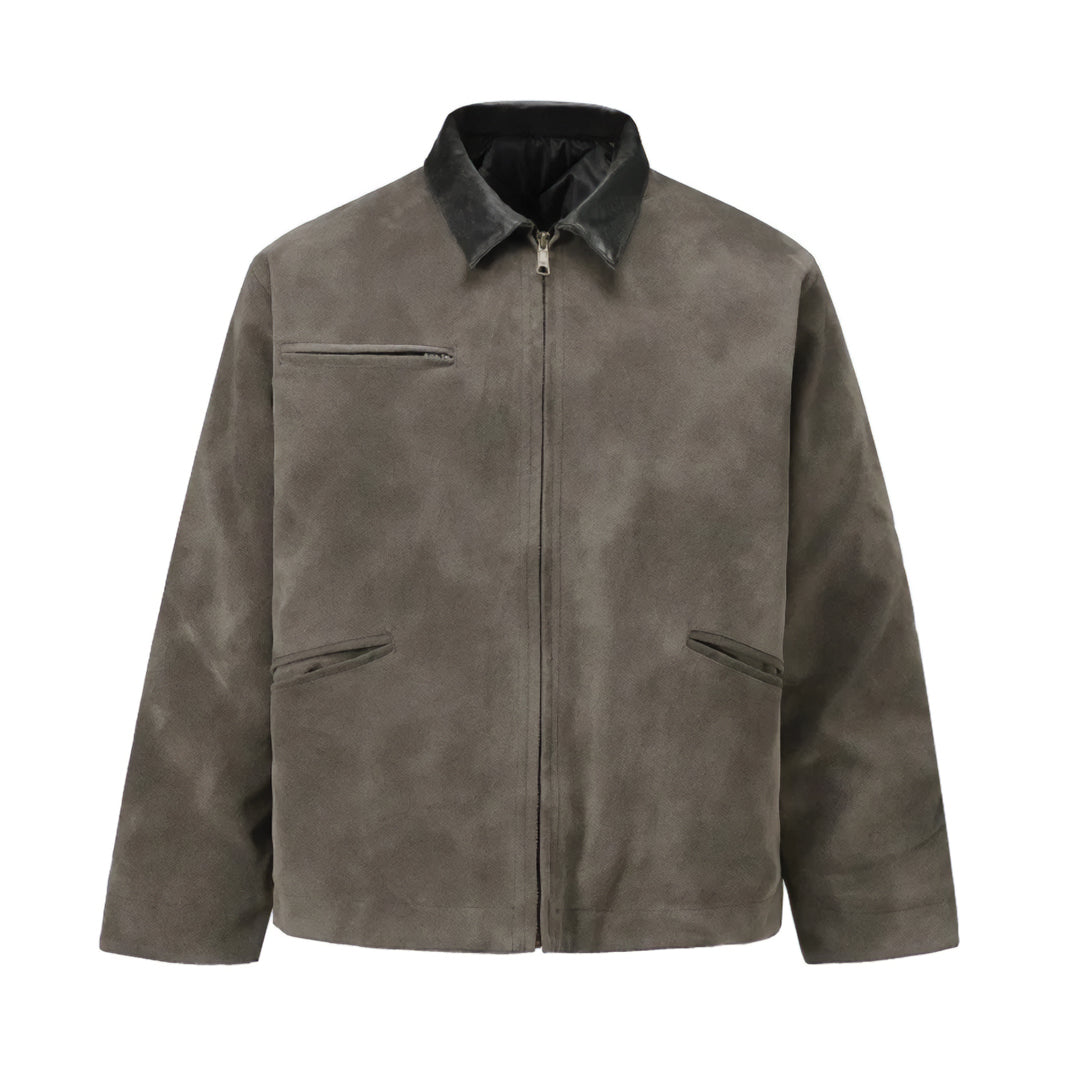 Veste Detroit En Suède Avec Col En Cuir Végan Pour Un Style Contemporain Et Utilitaire