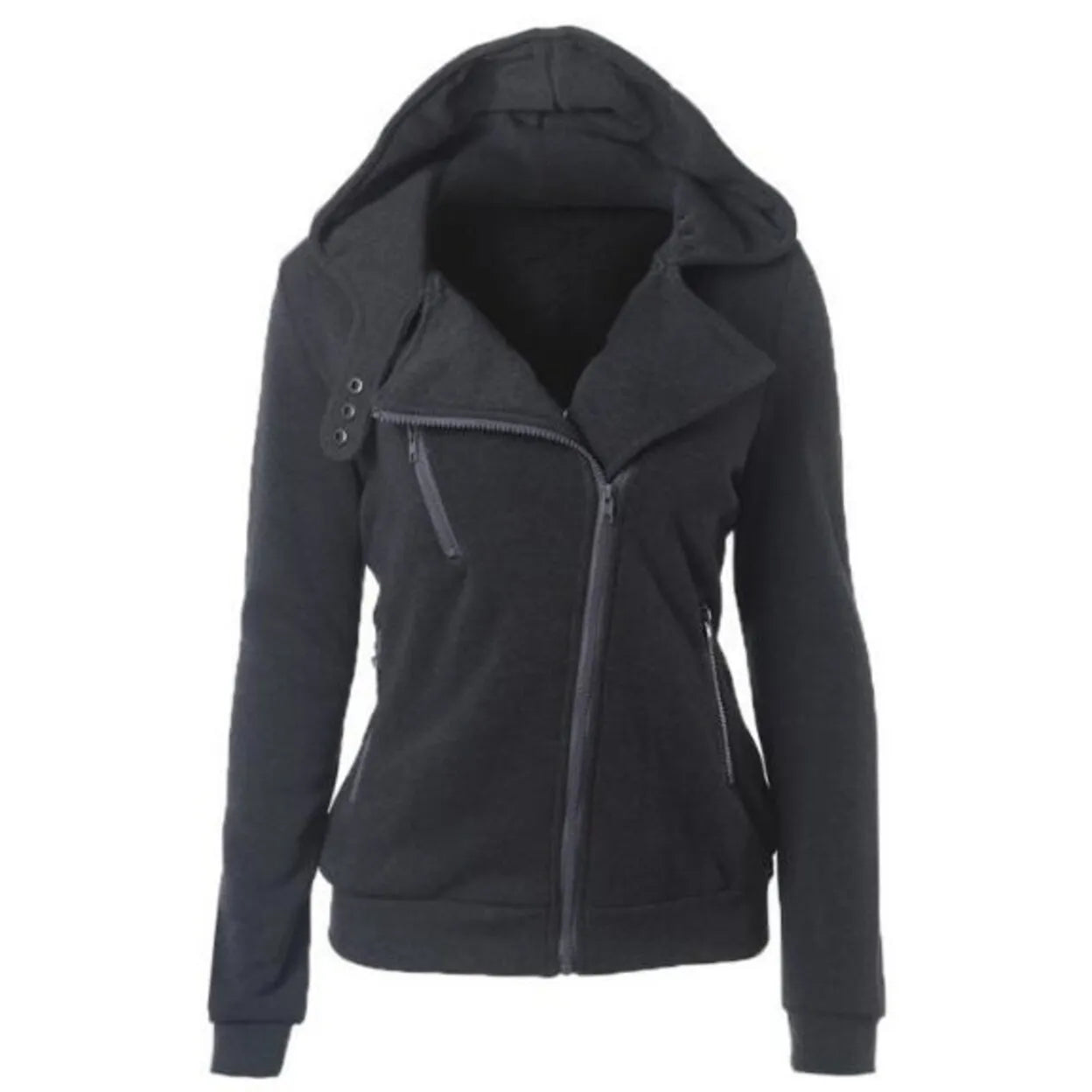 Damen Fleecepullover mit asymmetrischem Reißverschluss von Fudus