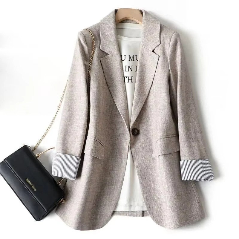 Veste Blazer À Carreaux Pour Femme Manches Longues Style Professionnel Bureau Tous Les Jours