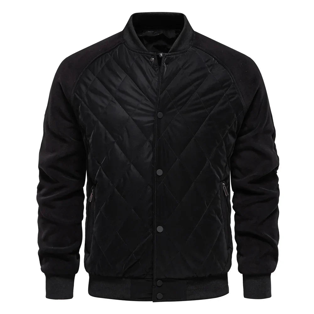 Nolan Veste Bomber Matelassée Avec Avant Diamant Et Manches Imitation Suède Bords Côtes Coupe Ajustée Confortable