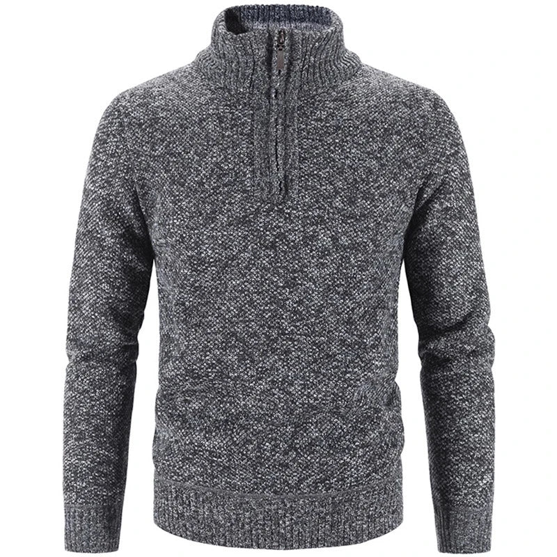 Pull Homme Tricot Structurel Avec Zip Demi Col Haut Et Finitions Bord Côtelé Pour Look Quotidien Décontracté