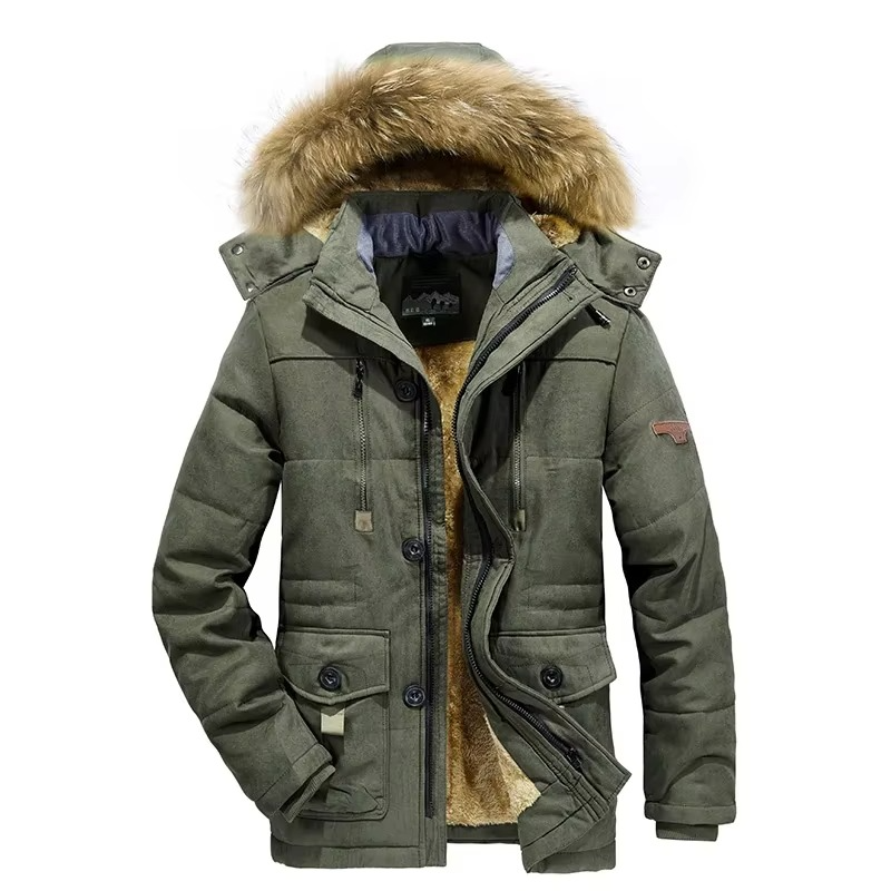 Parka Homme Hivernale Avec Doublure En Molleton Épais Et Poches Multiples Pour Temps Très Froid