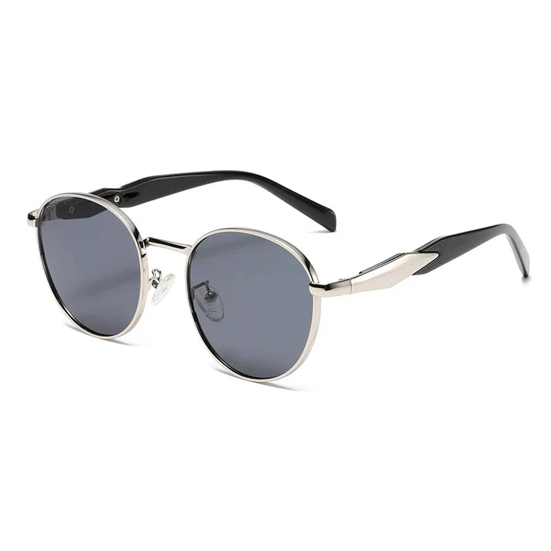 Lunettes De Soleil Rondes Métal Vintage UV400 Plaquettes Nasales Réglables Unisexe Accessoire De Mode