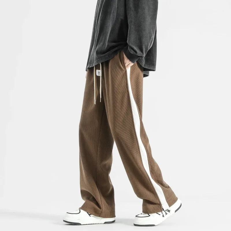 Brayden Pantalon Jogger En Velours Côtelé À Jambe Large Pour Homme À Taille Haute Avec Cordon De Ceinture