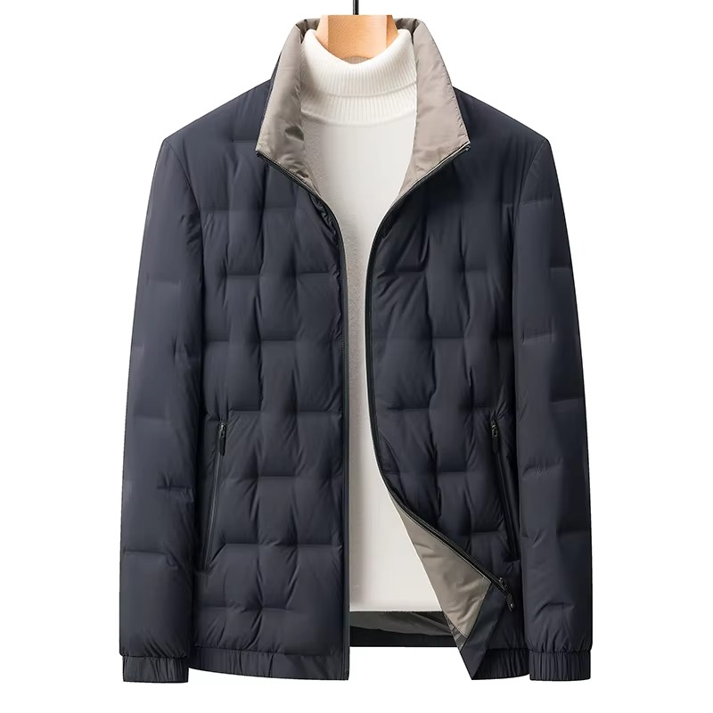 Veste Homme 2024 Couleur Unie Col Montant Slim Fit En Duvet D Oie Pour Chaleur Et Style Affaires Moderne