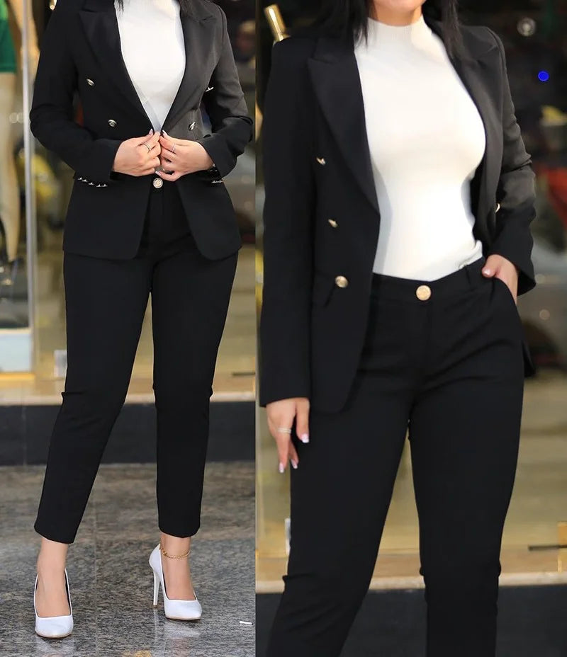 Avelena Damen-Zweiteiler: Elegantes, legeres Kostüm mit Blazer und Hose