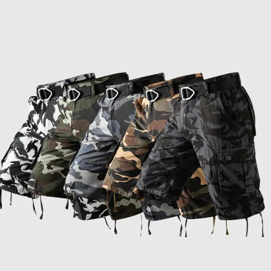 Shorts Cargo Camouflage À Poches Multiples Pour Homme En Coton Pur Longueur Genou Outdoor Tactique